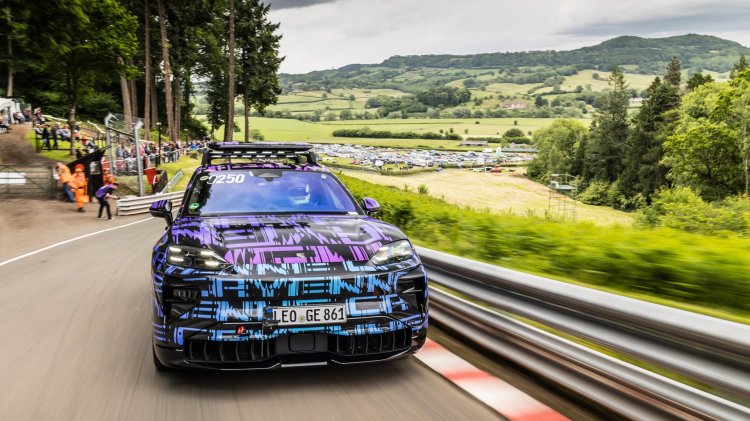 Camouflaged Porsche Cayenne Electric Sets SUV...